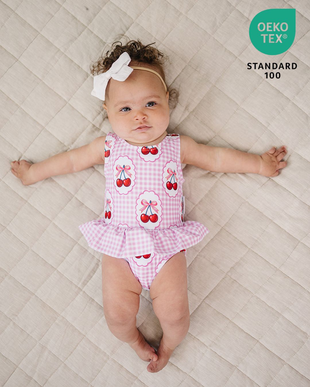 One Piece Swimsuit | Gingham Cherry – LUCKY PANDA KIDS