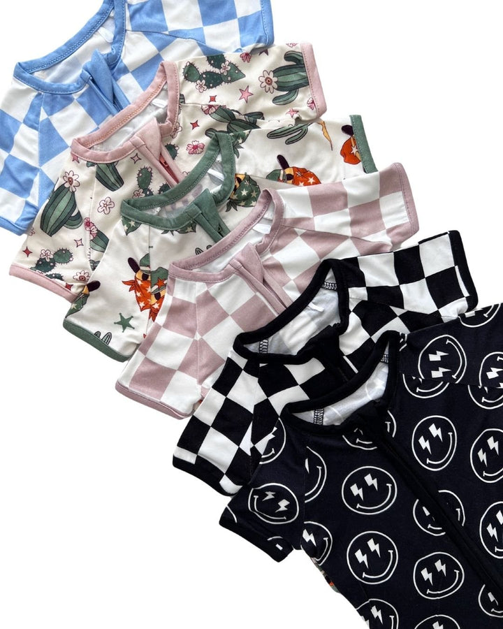 Bamboo Shorty Romper | Smiley Cowboy - Romper - LUCKY PANDA KIDS
