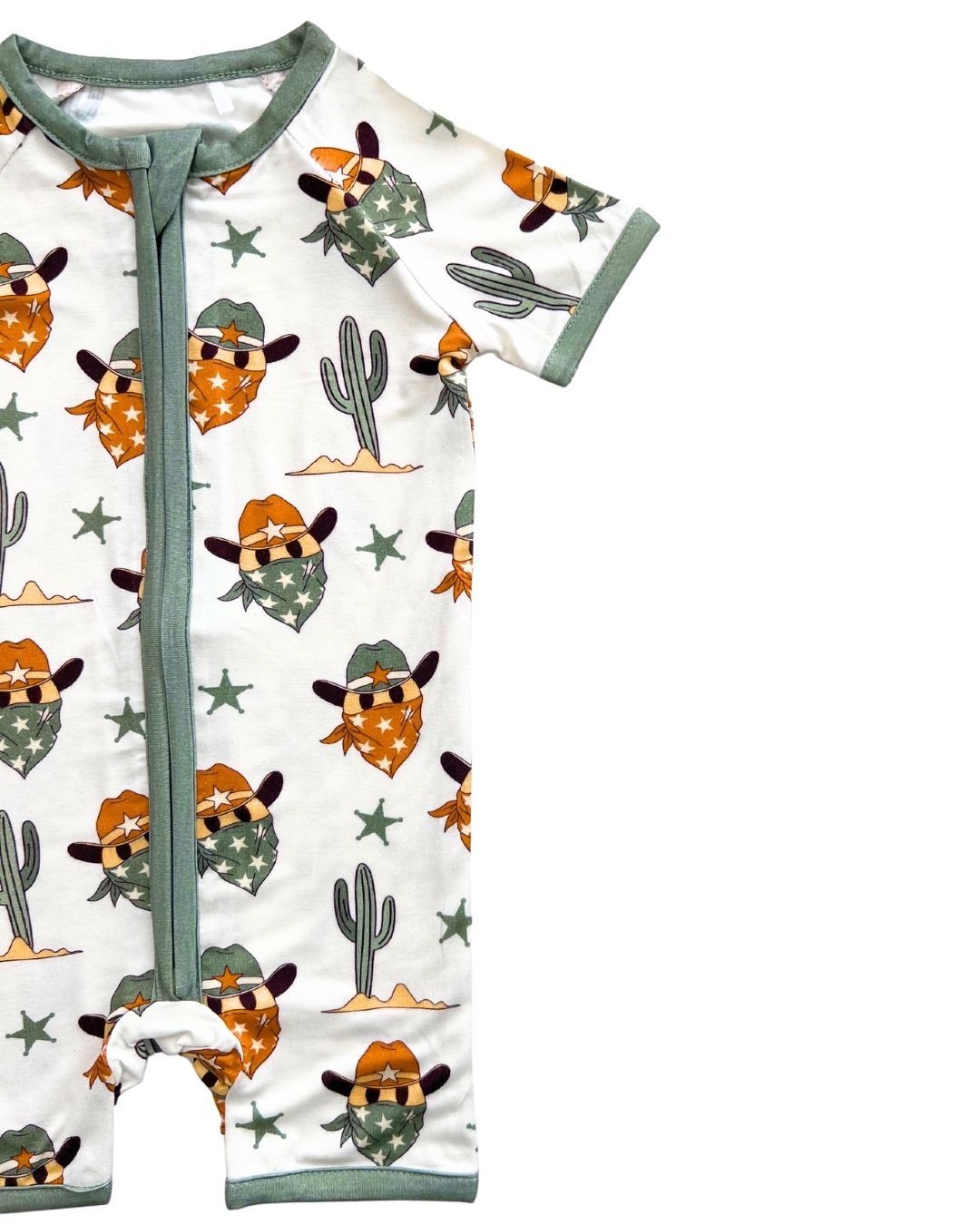 Bamboo Shorty Romper | Smiley Cowboy - Romper - LUCKY PANDA KIDS