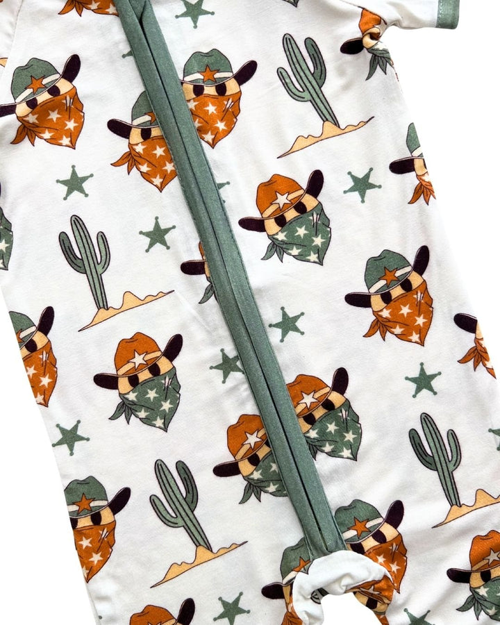 Bamboo Shorty Romper | Smiley Cowboy - Romper - LUCKY PANDA KIDS