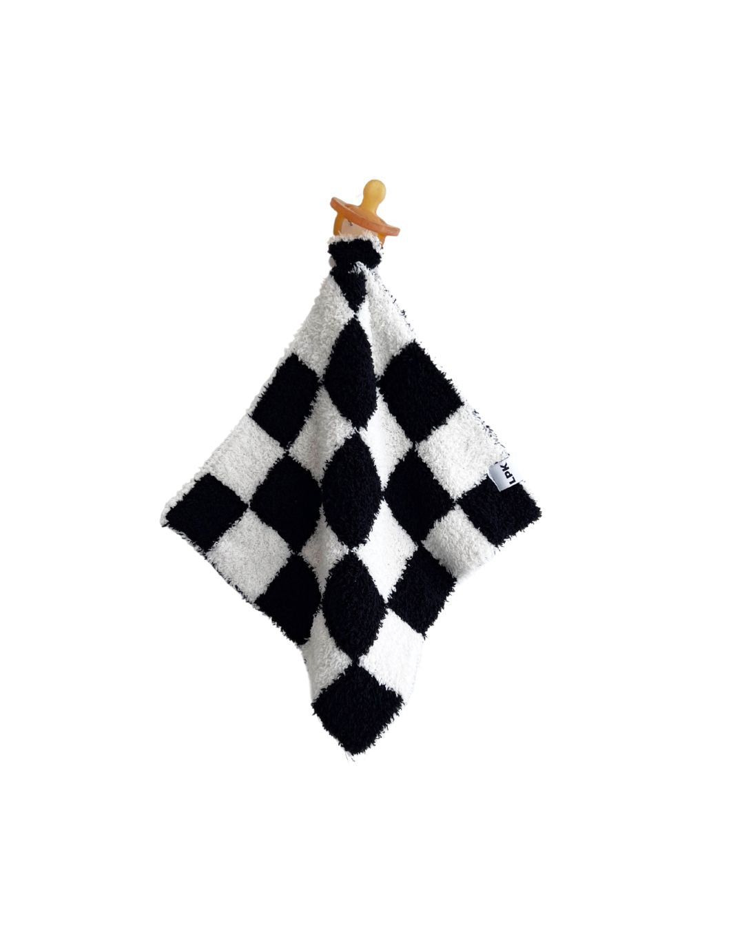 Checkered Plush Lovey | Black - Plush Blanket - LUCKY PANDA KIDS