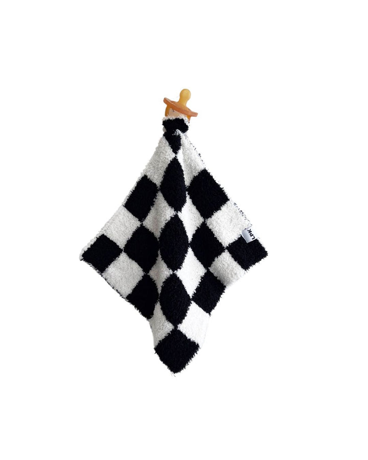 Checkered Plush Lovey | Black - Plush Blanket - LUCKY PANDA KIDS
