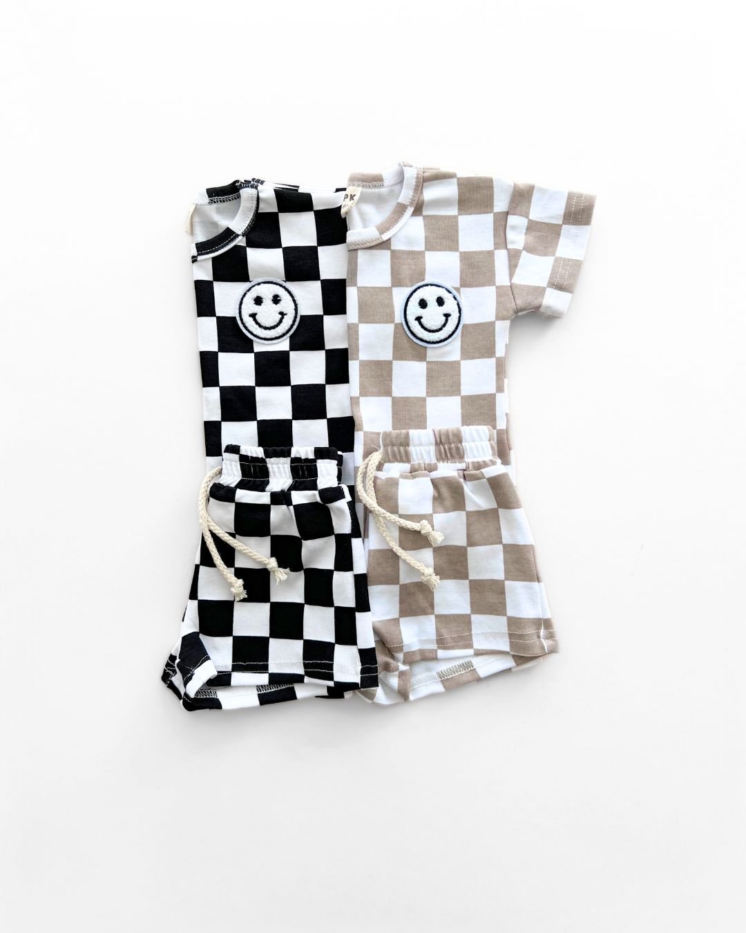 Checkered Shorts Set | Black - Shorts Set - LUCKY PANDA KIDS