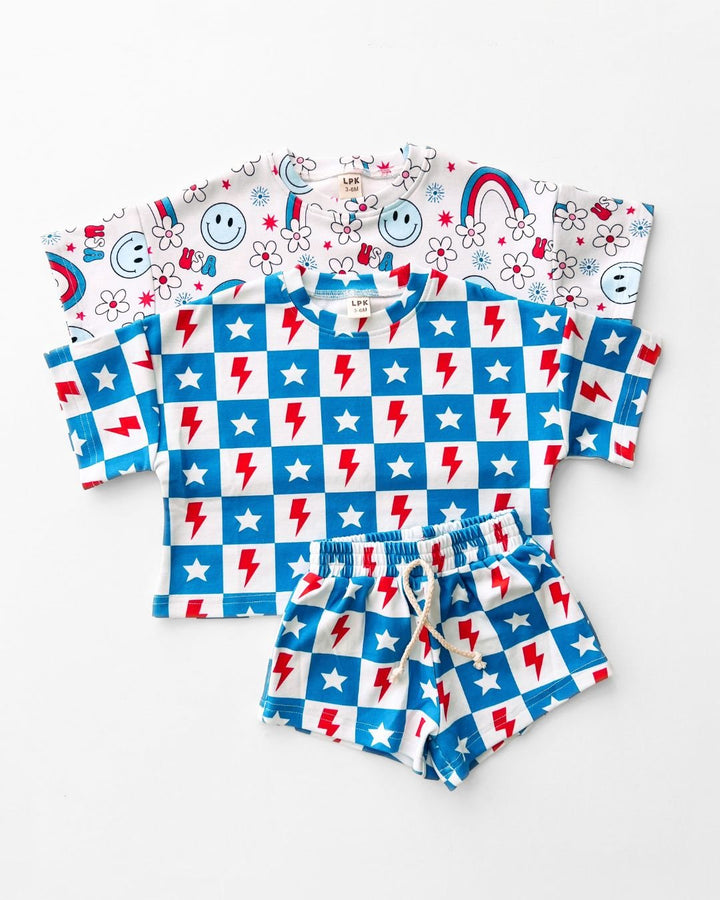 Shorts Set | Checks & Stars - Shorts Set - LUCKY PANDA KIDS