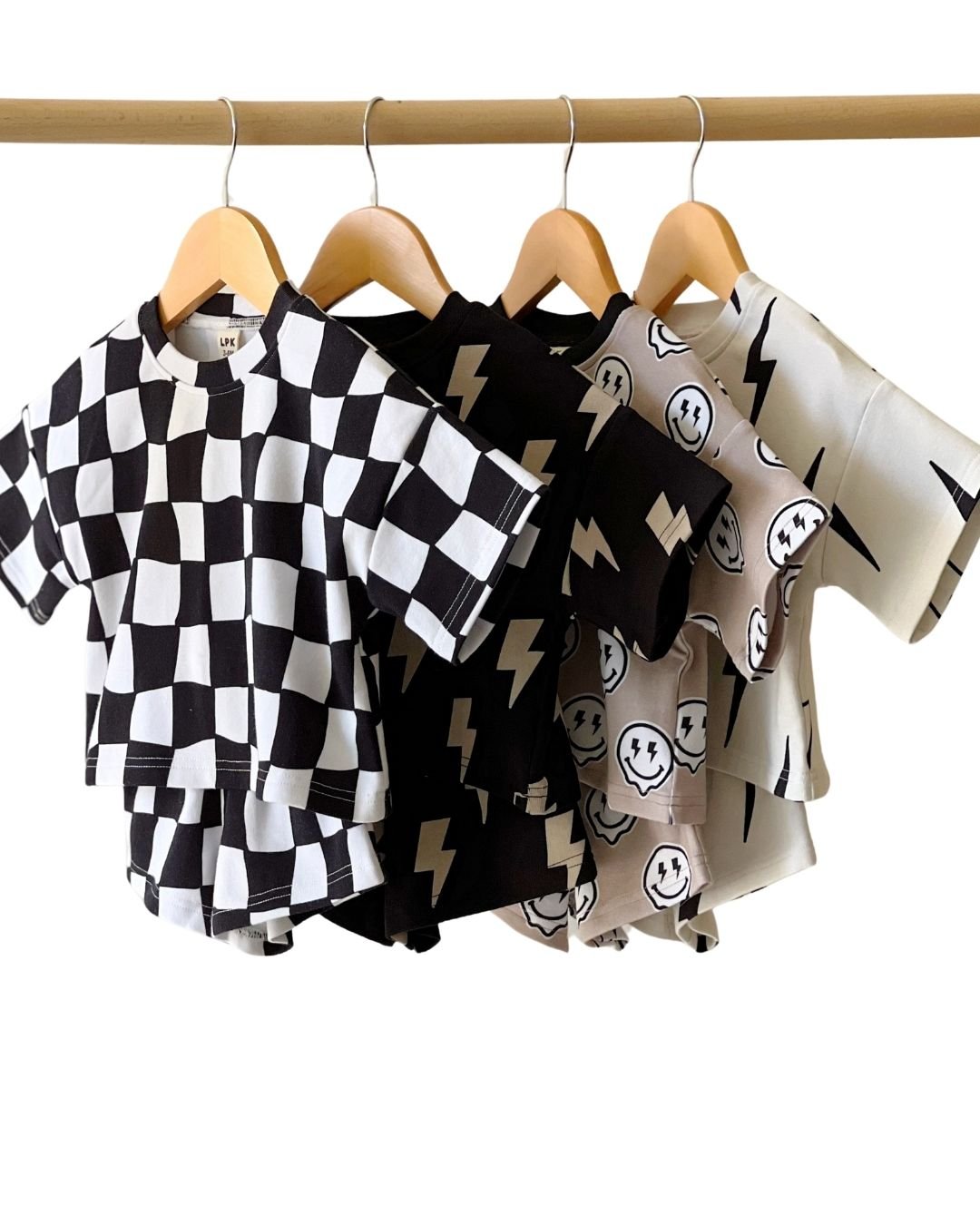 Shorts Set | Wavy Checkered - Shorts Set - LUCKY PANDA KIDS