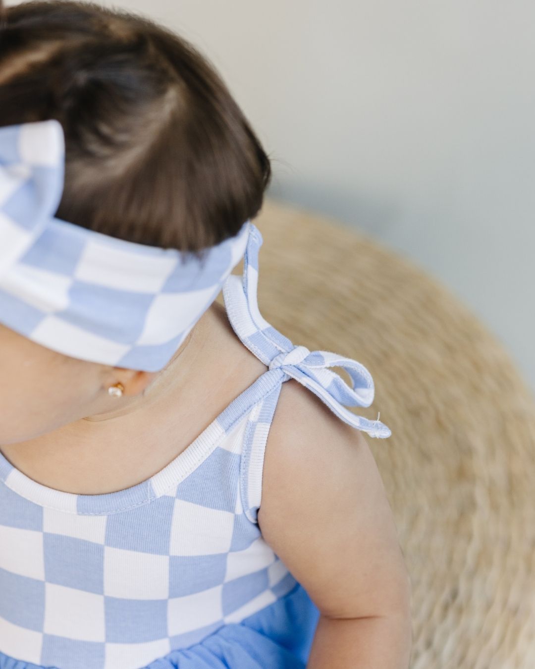 Tutu Romper | Checkered Blue - Romper - LUCKY PANDA KIDS