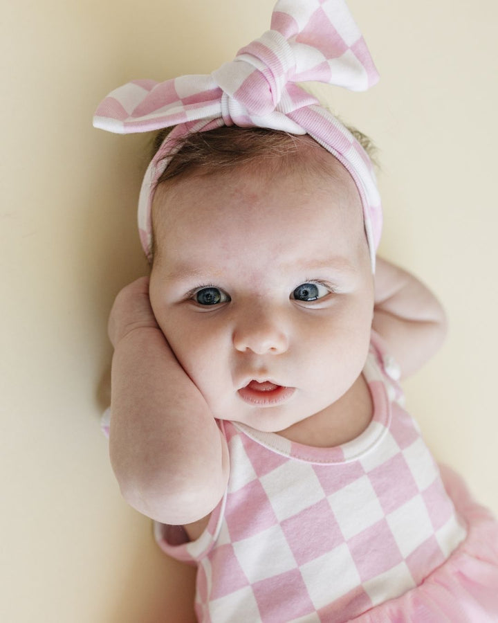 Tutu Romper | Checkered Pink - Romper - LUCKY PANDA KIDS