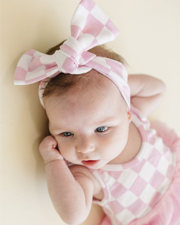 Tutu Romper | Checkered Pink - Romper - LUCKY PANDA KIDS