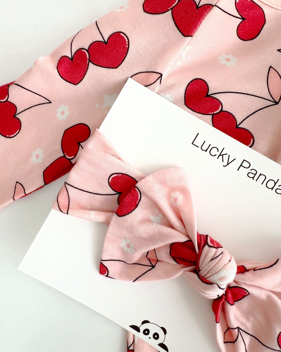 Bamboo Headband | Cherry Heart - Headband - LUCKY PANDA KIDS