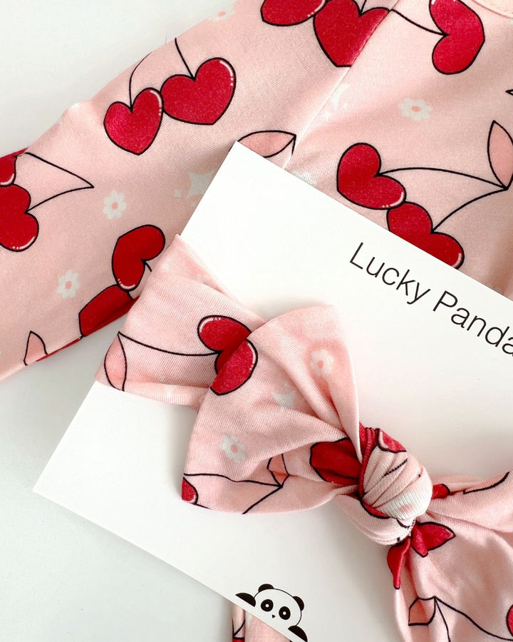 Bamboo Headband | Cherry Heart - Headband - LUCKY PANDA KIDS
