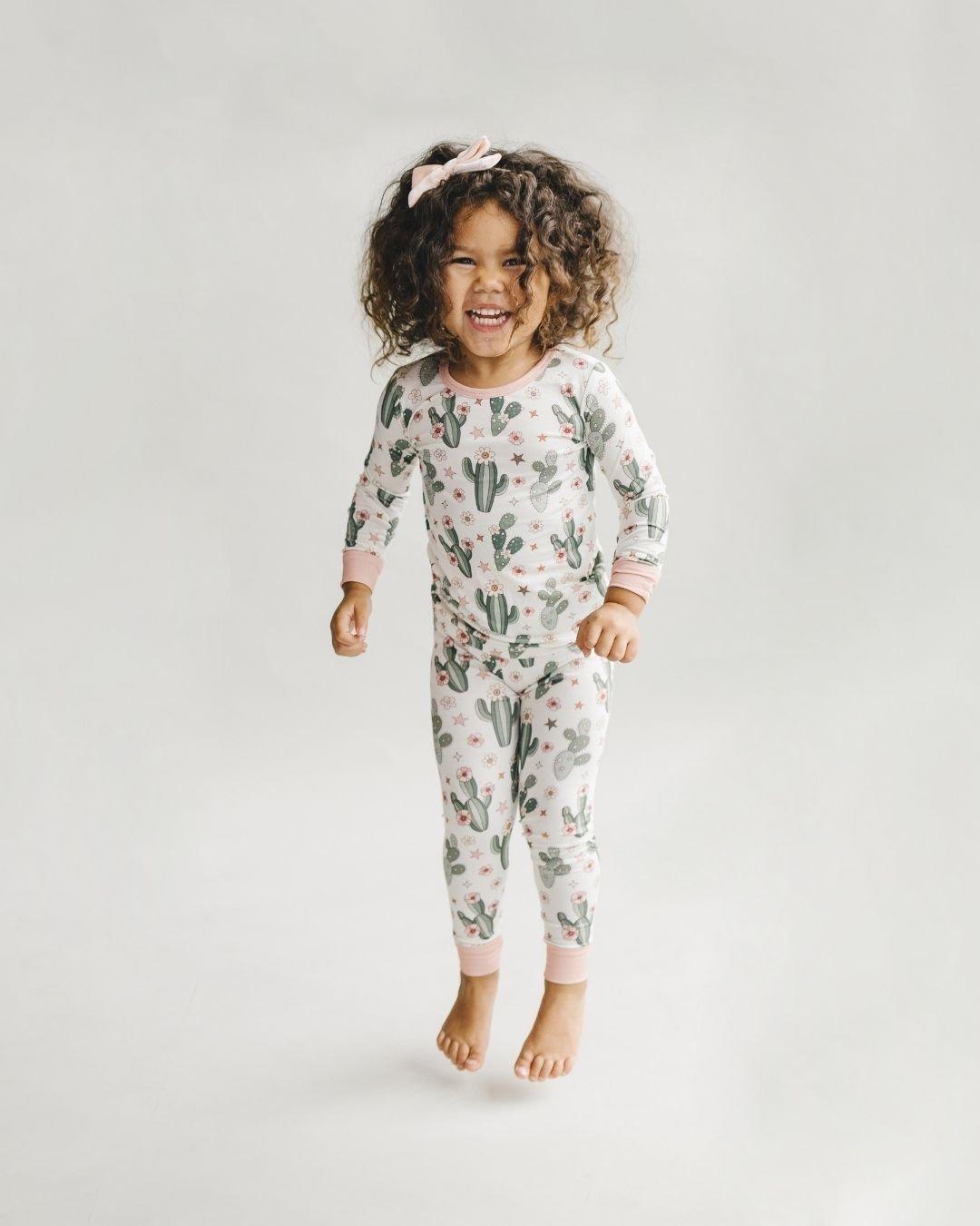 Bamboo Two Piece Set | Cactus Flowers - Romper - LUCKY PANDA KIDS