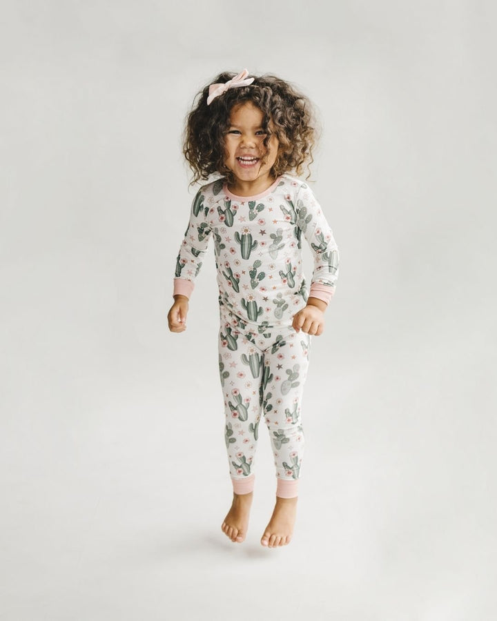 Bamboo Two Piece Set | Cactus Flowers - Romper - LUCKY PANDA KIDS