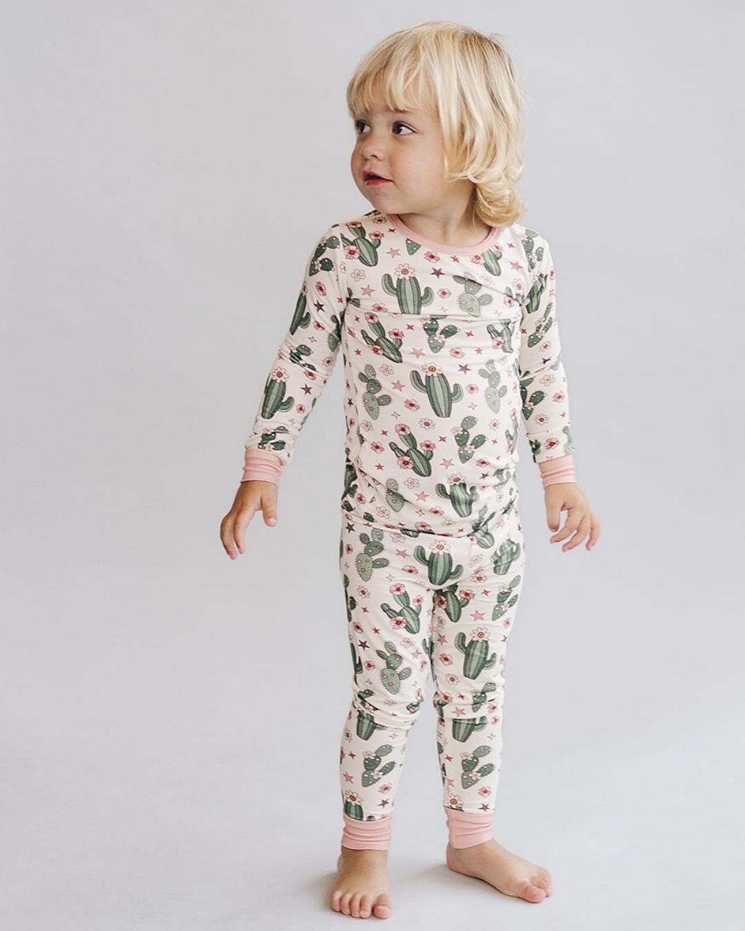 Bamboo Two Piece Set | Cactus Flowers - Romper - LUCKY PANDA KIDS