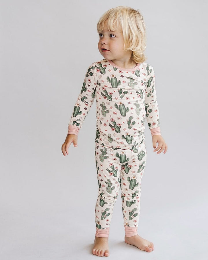 Bamboo Two Piece Set | Cactus Flowers - Romper - LUCKY PANDA KIDS