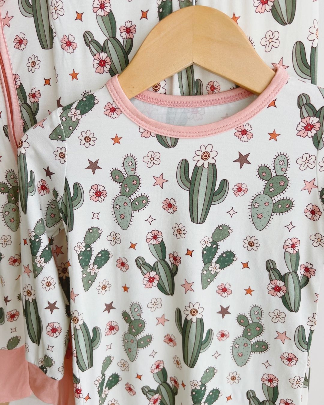 Bamboo Two Piece Set | Cactus Flowers - Romper - LUCKY PANDA KIDS