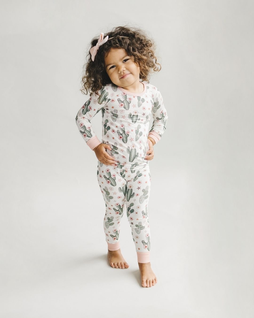 Bamboo Two Piece Set | Cactus Flowers - Romper - LUCKY PANDA KIDS