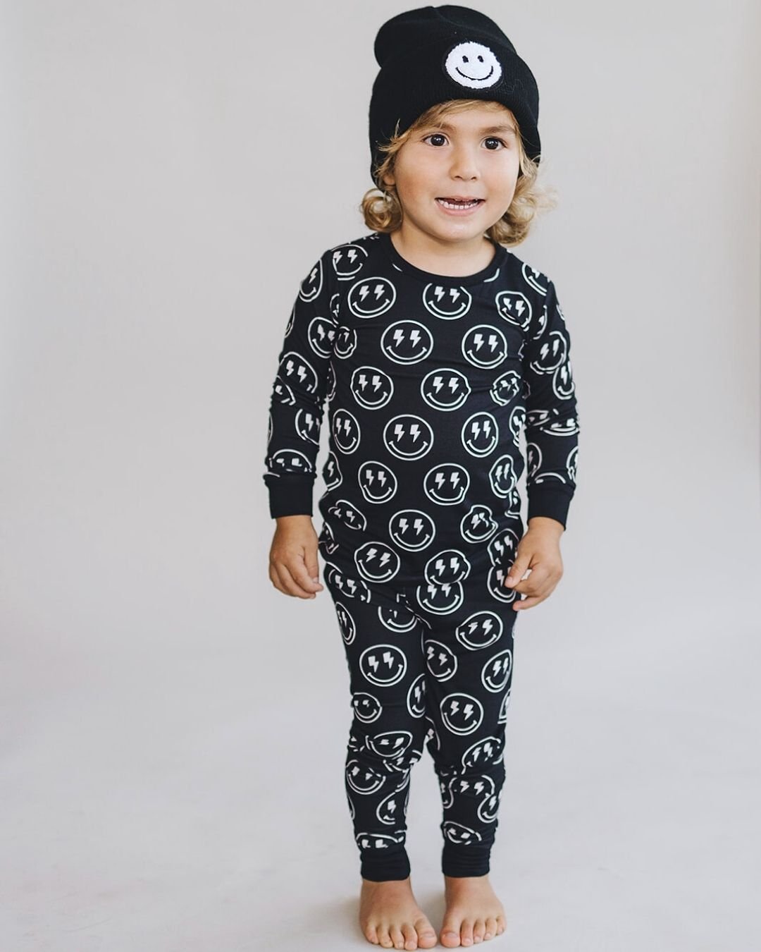 Bamboo Two Piece Set | Electric Smiley - Romper - LUCKY PANDA KIDS