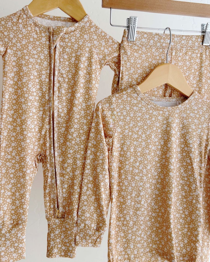 Bamboo Two Piece Set | Neutral Garden - Romper - LUCKY PANDA KIDS