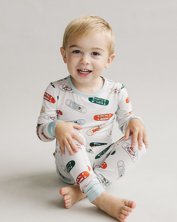 Bamboo Two Piece Set | Skateboard - Romper - LUCKY PANDA KIDS