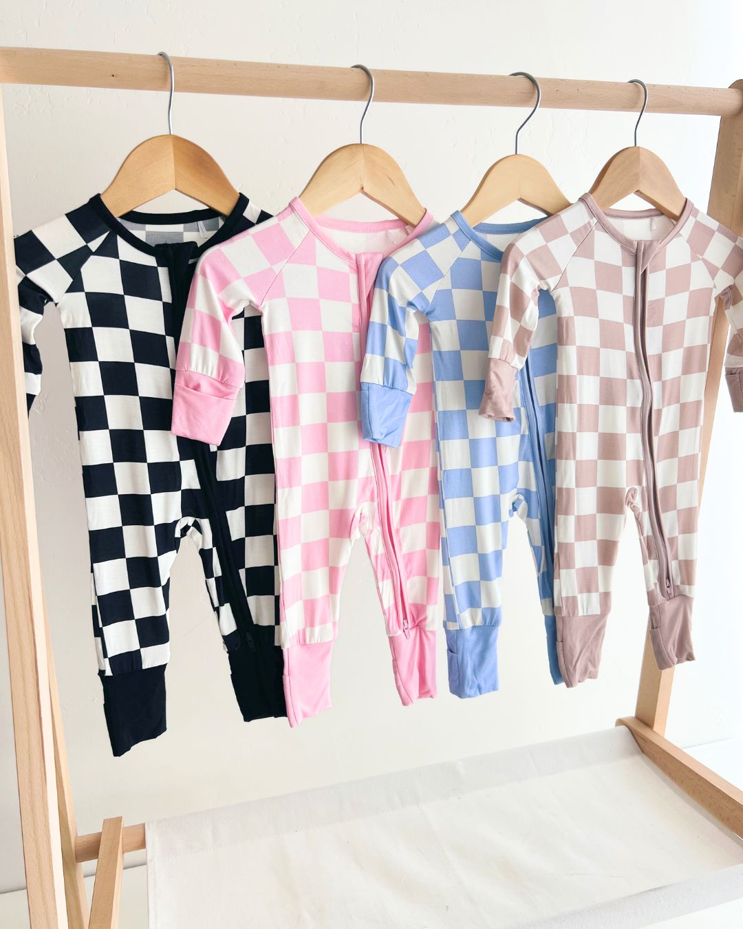 Bamboo Zip Romper | Black Checkered - Romper - LUCKY PANDA KIDS