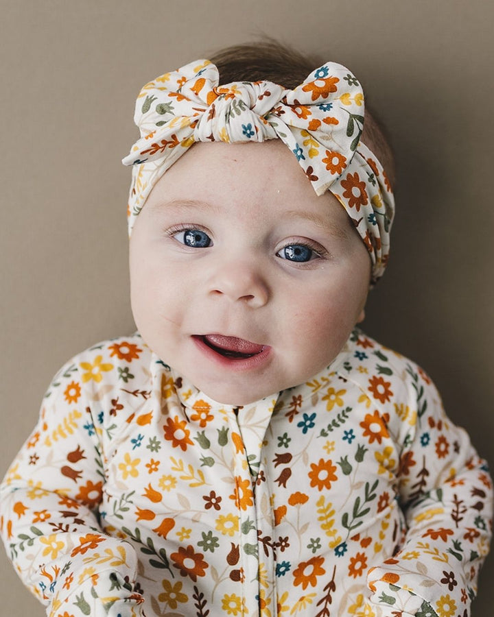 Bamboo Zip Romper | Fall Flowers - Romper - LUCKY PANDA KIDS