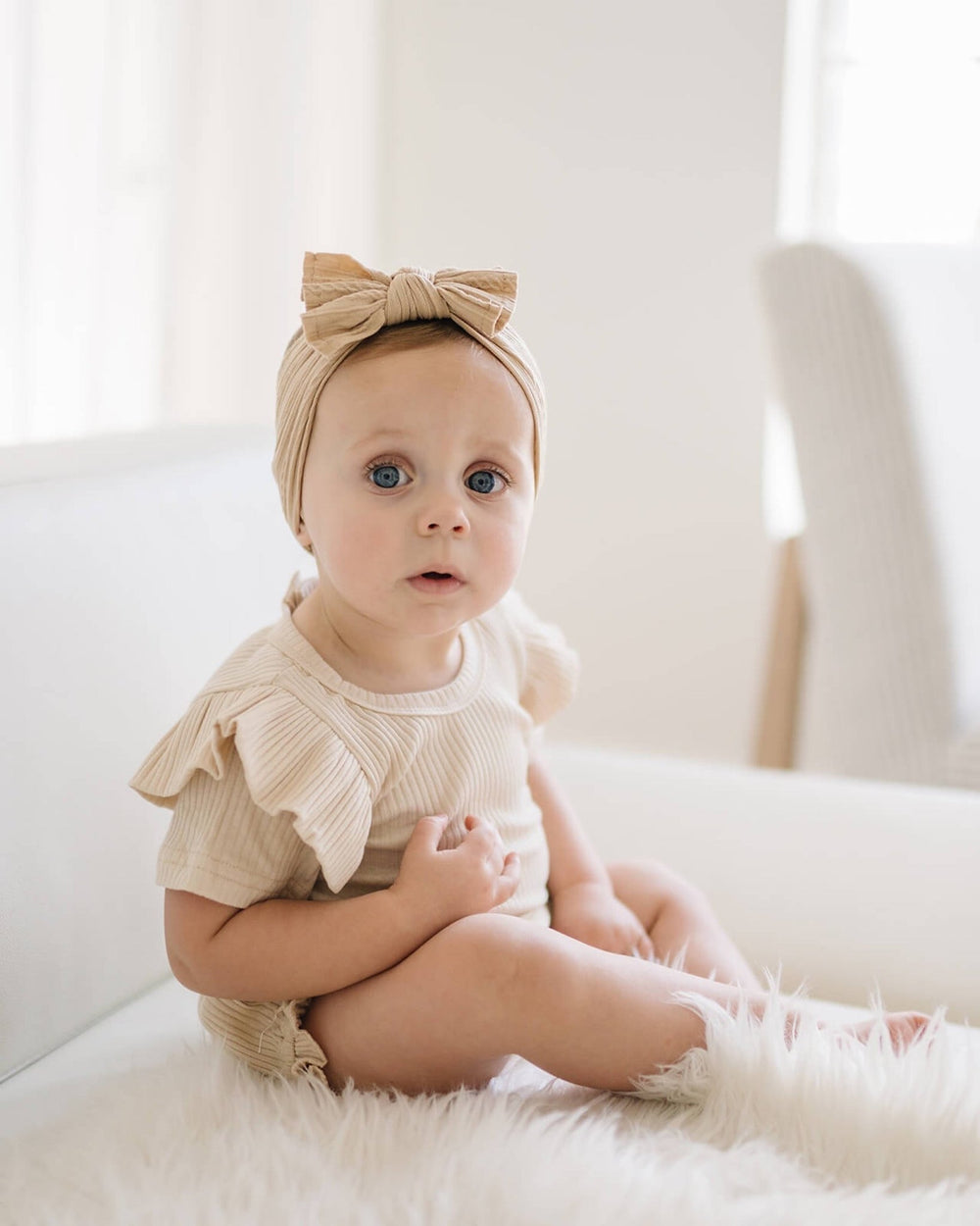 Beige Cable Headband - headbands - LUCKY PANDA KIDS
