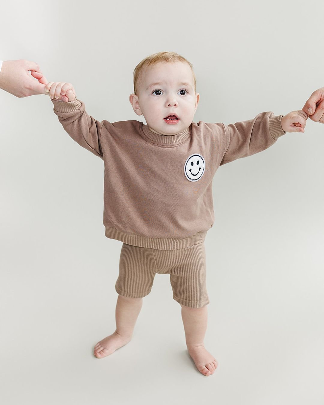 Biker Shorts Set | Mocha - LUCKY PANDA KIDS