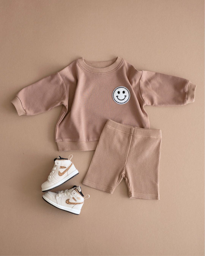 Biker Shorts Set | Mocha - LUCKY PANDA KIDS