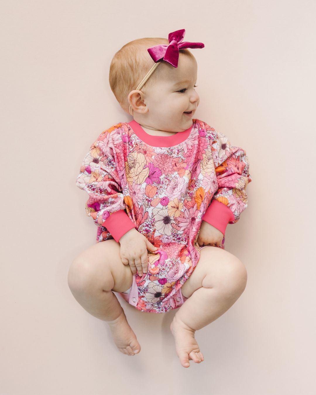 Bubble Romper | Pink Flowers - LUCKY PANDA KIDS