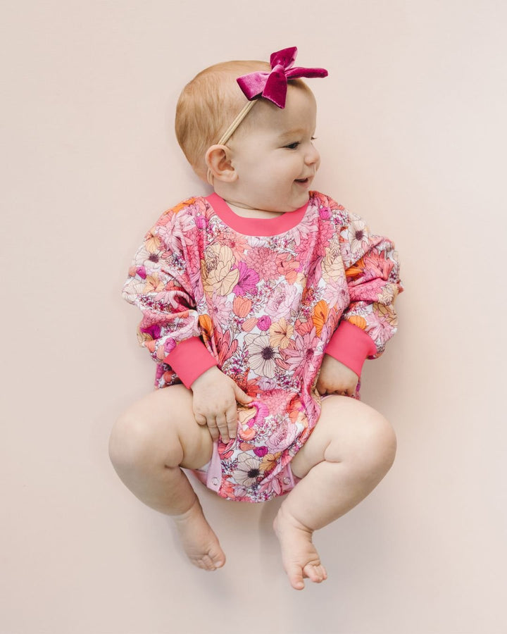 Bubble Romper | Pink Flowers - LUCKY PANDA KIDS