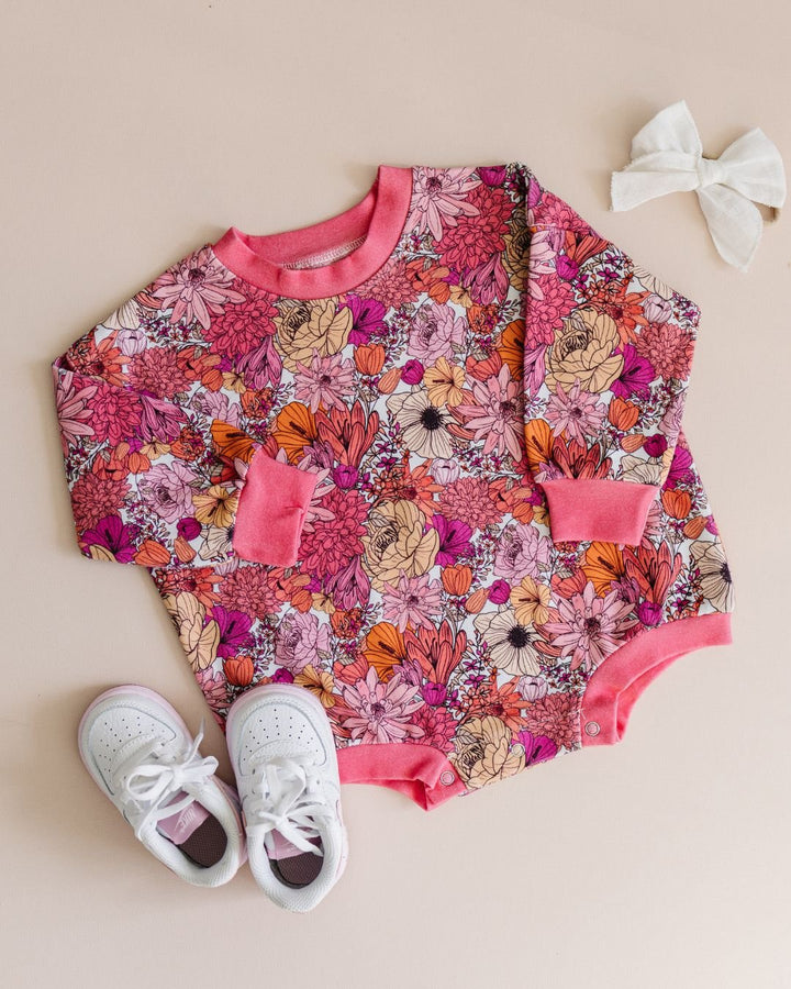 Bubble Romper | Pink Flowers - LUCKY PANDA KIDS