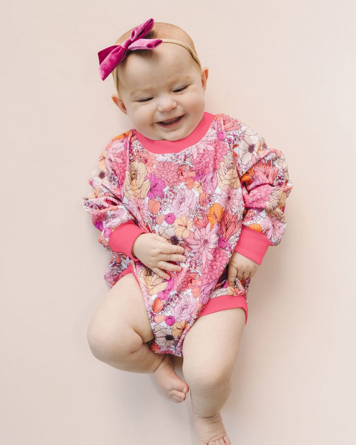 Bubble Romper | Pink Flowers - LUCKY PANDA KIDS