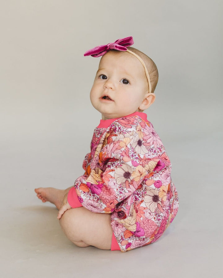 Bubble Romper | Pink Flowers - LUCKY PANDA KIDS
