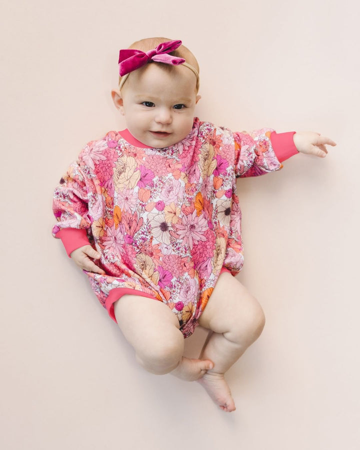Bubble Romper | Pink Flowers - LUCKY PANDA KIDS