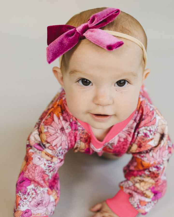 Bubble Romper | Pink Flowers - LUCKY PANDA KIDS