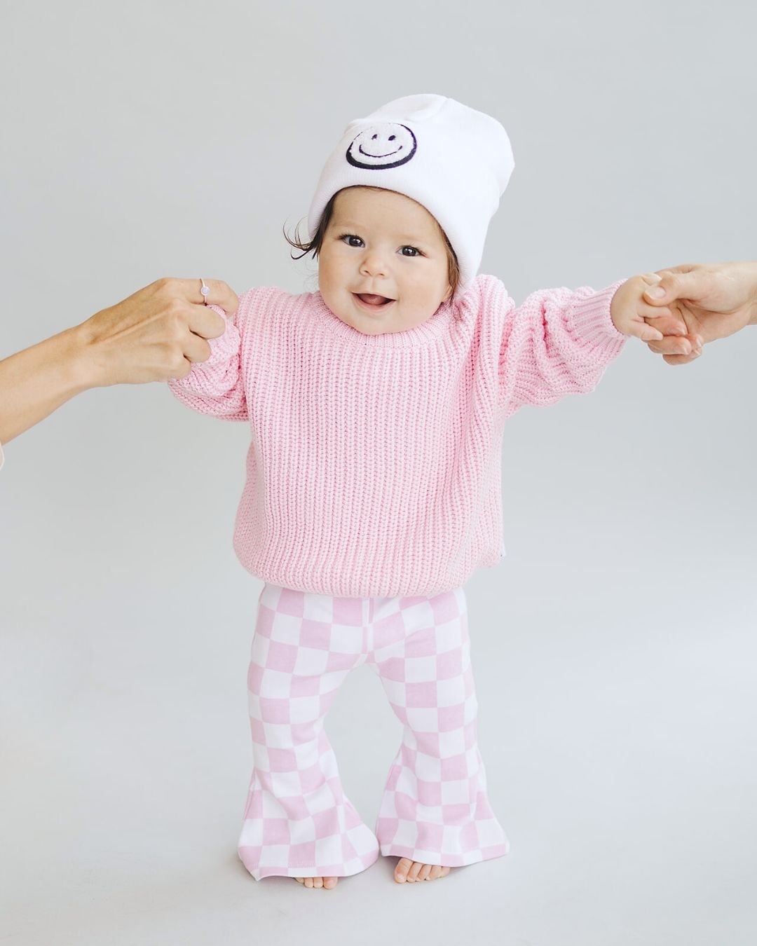 Checkered Flare Pants | Pink - Leggings - LUCKY PANDA KIDS