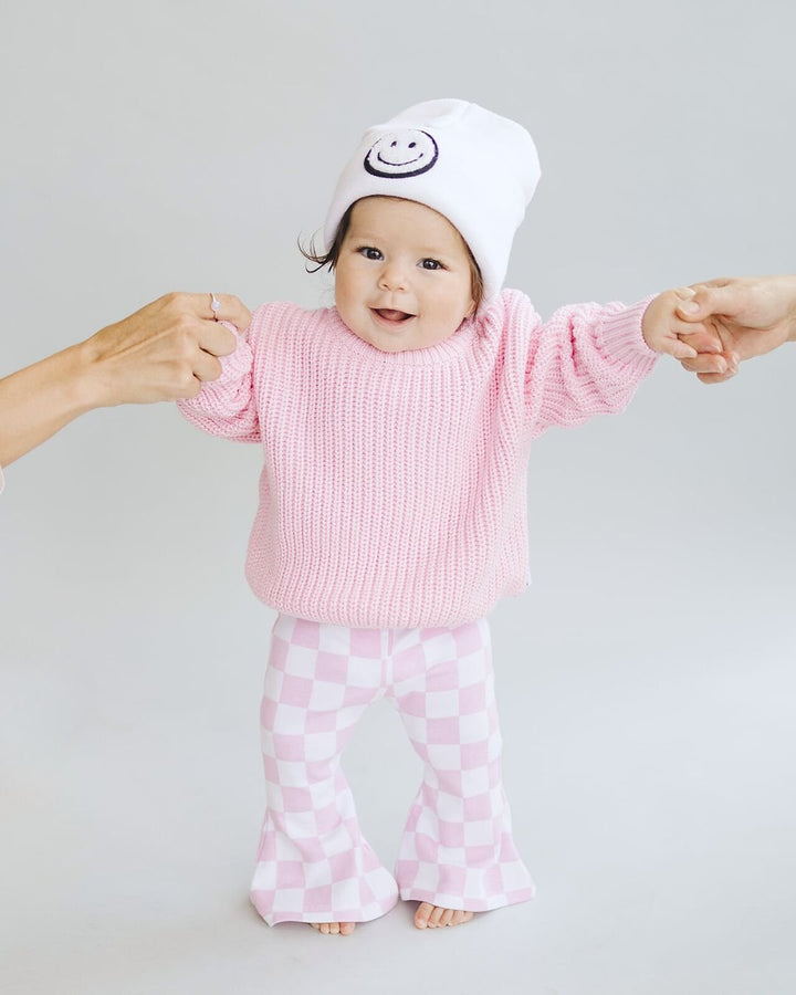 Checkered Flare Pants | Pink - Leggings - LUCKY PANDA KIDS