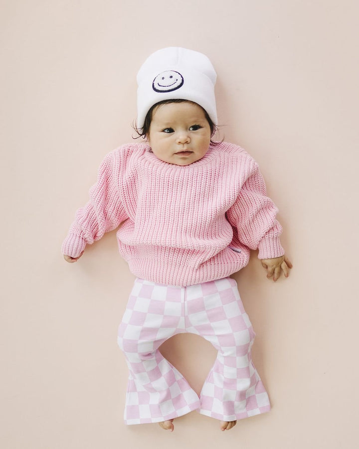 Checkered Flare Pants | Pink - Leggings - LUCKY PANDA KIDS