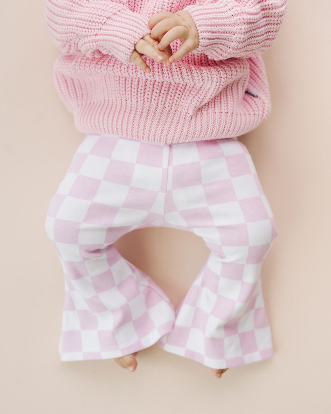 Checkered Flare Pants | Pink - Leggings - LUCKY PANDA KIDS