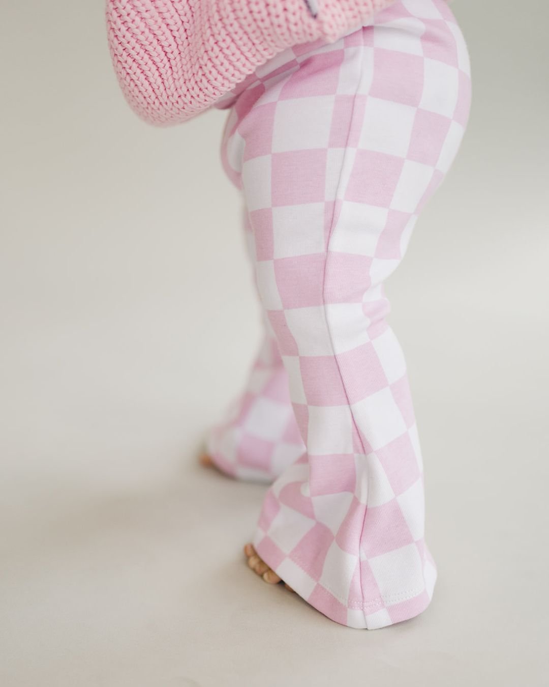 Checkered Flare Pants | Pink - Leggings - LUCKY PANDA KIDS