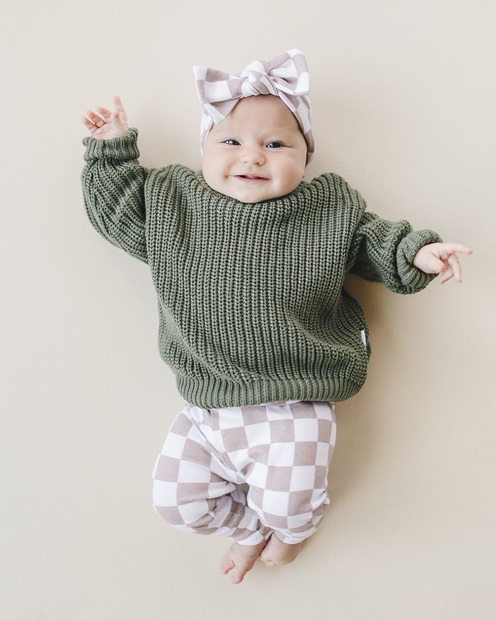 Checkered Headband | Beige - Headband - LUCKY PANDA KIDS