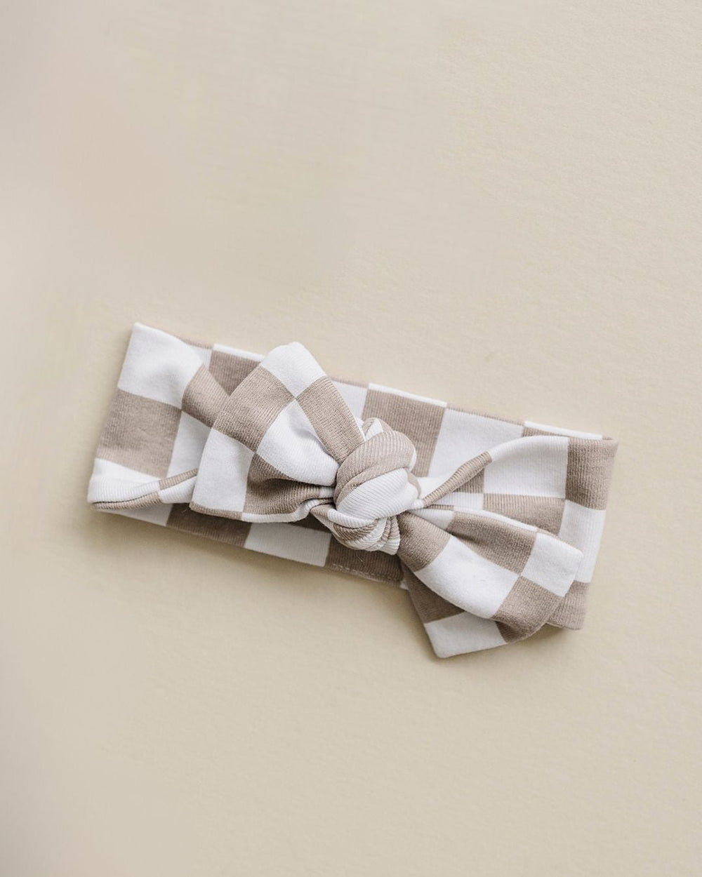 Checkered Headband | Beige - Headband - LUCKY PANDA KIDS