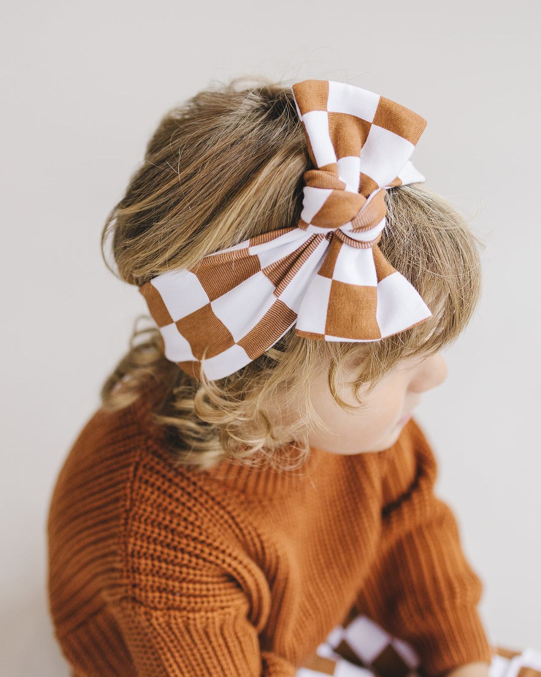 Checkered Headband | Copper - Headband - LUCKY PANDA KIDS