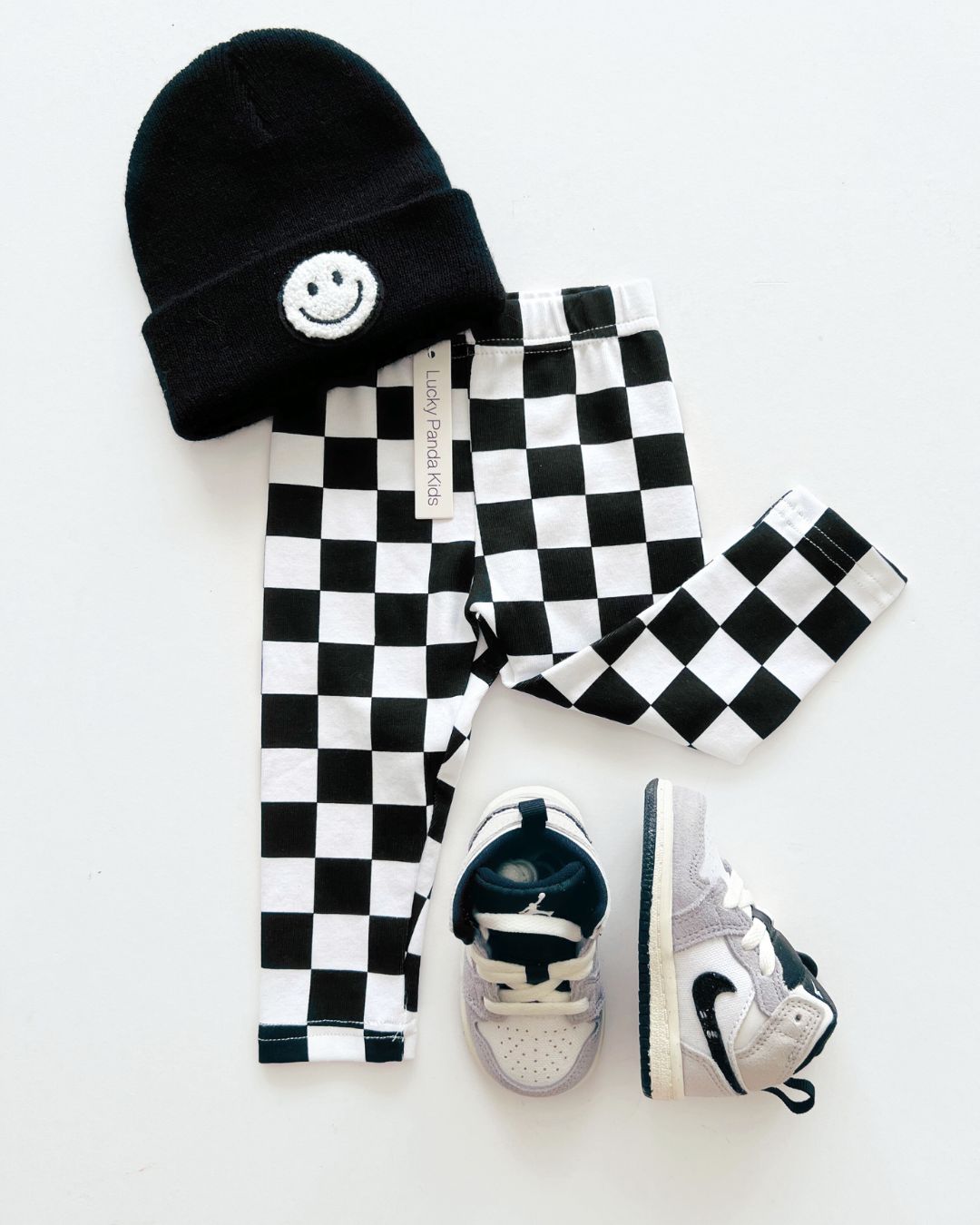 Checkered Leggings | Black - Leggings - LUCKY PANDA KIDS