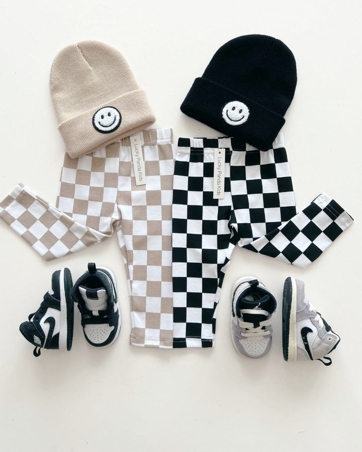 Checkered Leggings | Black - Leggings - LUCKY PANDA KIDS