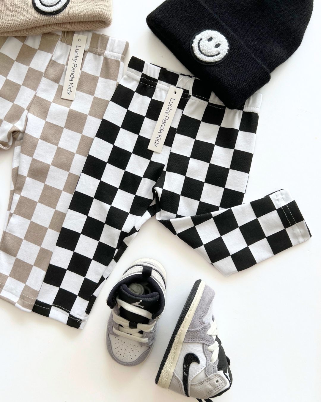 Checkered Leggings | Black - Leggings - LUCKY PANDA KIDS
