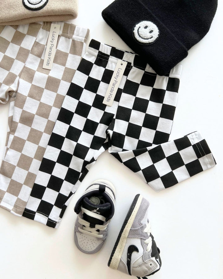 Checkered Leggings | Black - Leggings - LUCKY PANDA KIDS