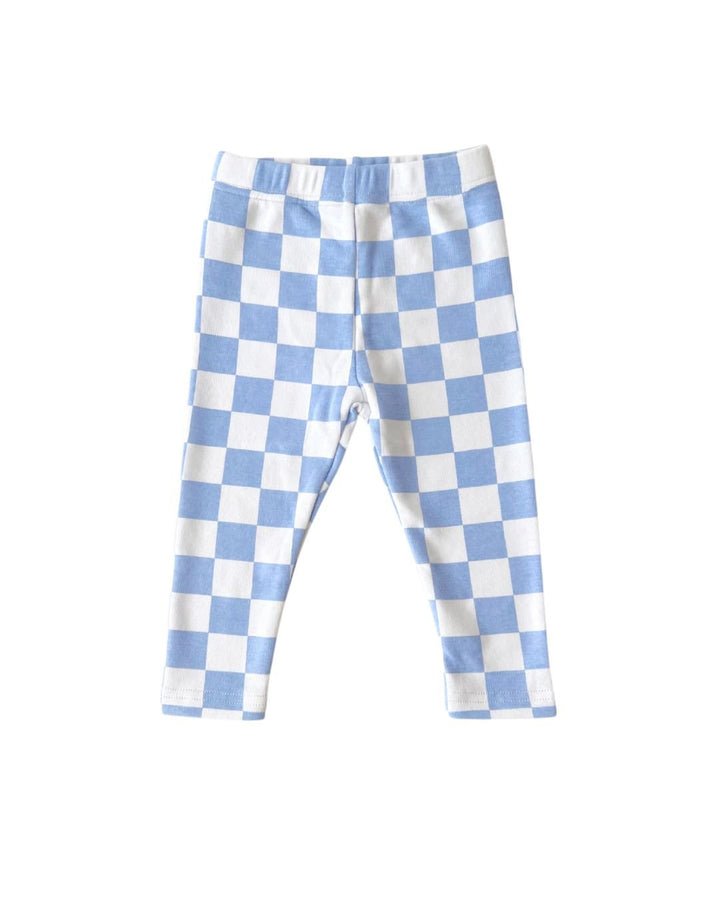 Checkered Leggings | Blue - Leggings - LUCKY PANDA KIDS