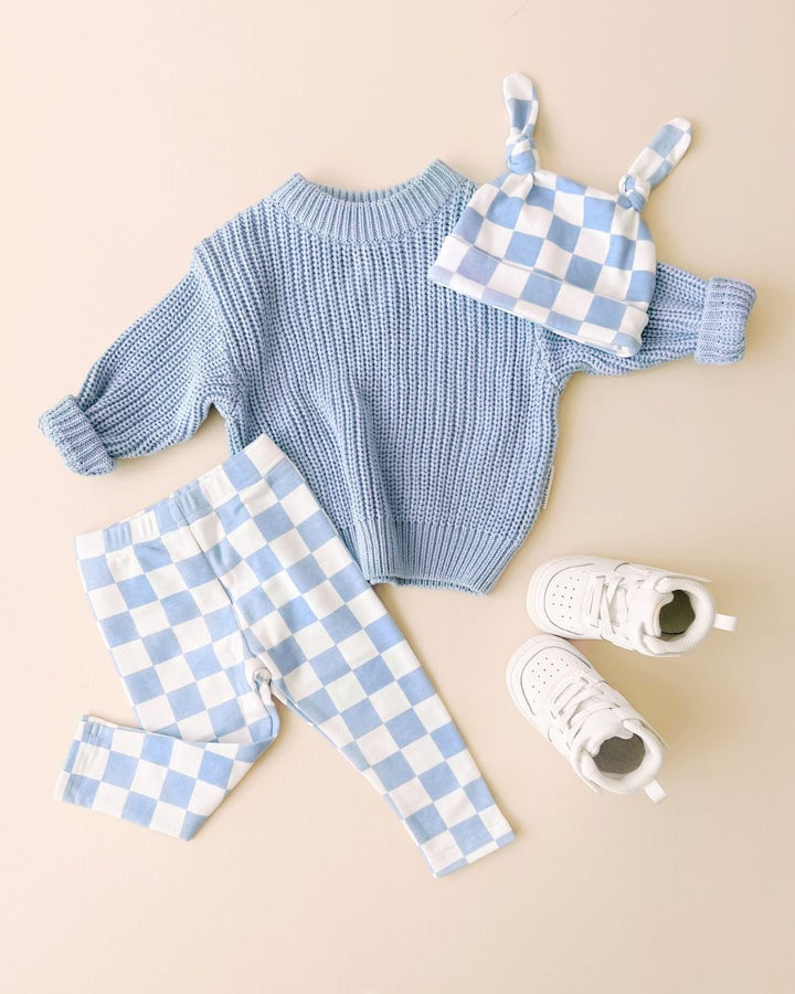 Checkered Leggings | Blue - Leggings - LUCKY PANDA KIDS