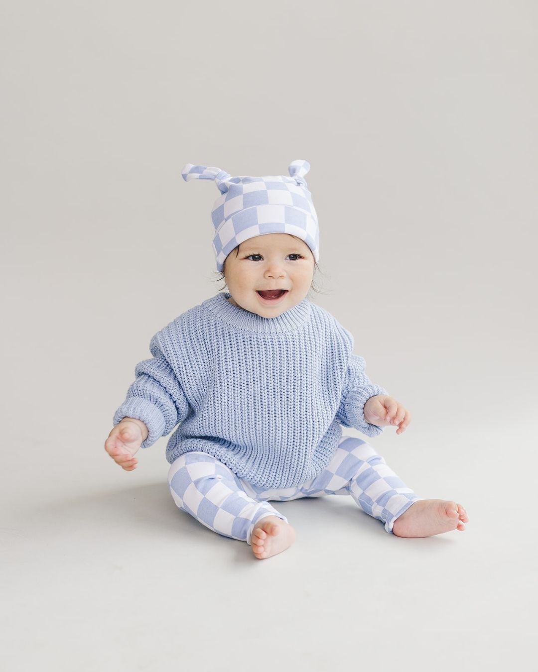 Checkered Leggings | Blue - Leggings - LUCKY PANDA KIDS